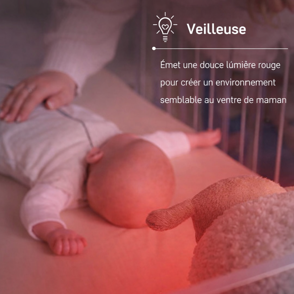 Peluche bébé BabyDream™ Mouton Deluxe Veltora avec bruit blanc apaisant et capteur de pleurs, doux et confortable pour bébé.