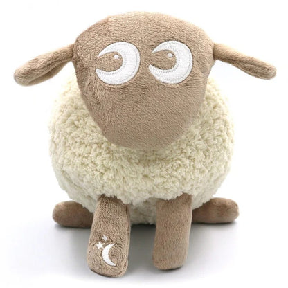 Mouton bébé BabyDream™ de Veltora, en peluche beige, avec bruit blanc apaisant et capteur de pleurs pour calmer bébé.